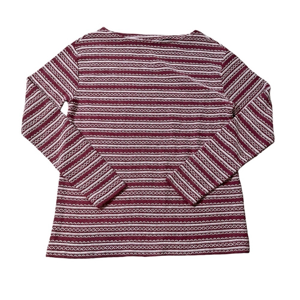 J.Jill Womens Red Embroidered Long Sleeve Cotton Blend Top Size Small